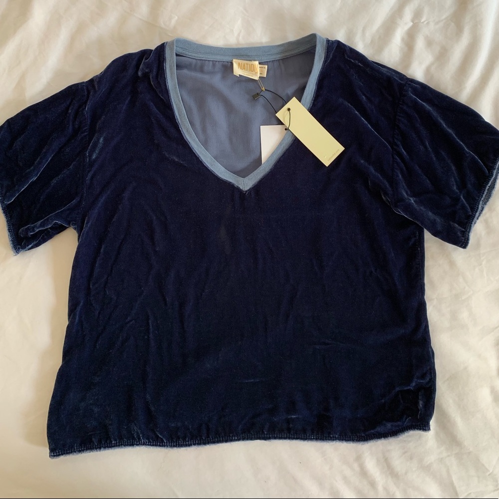Blue Velvet V-Neck T-shirt